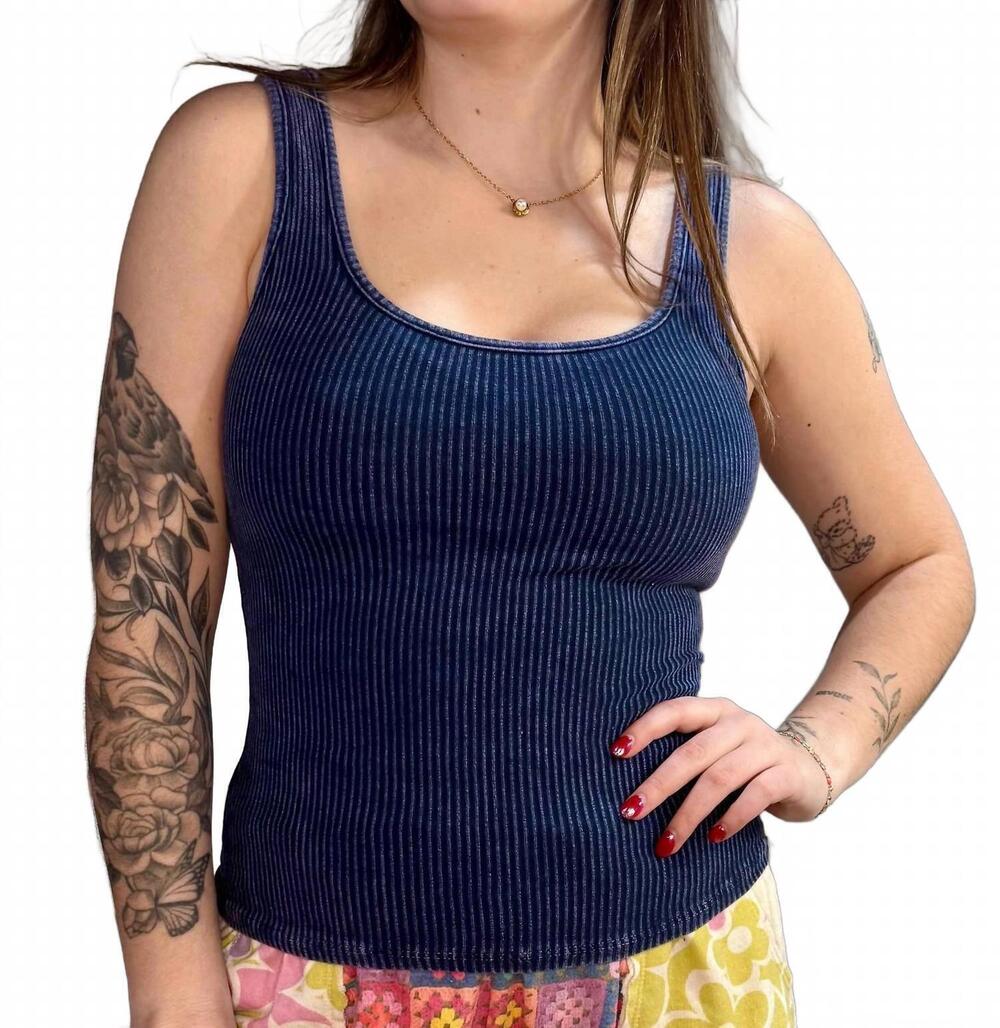 NEW J.HER everyday basic ribbed tank top in navy